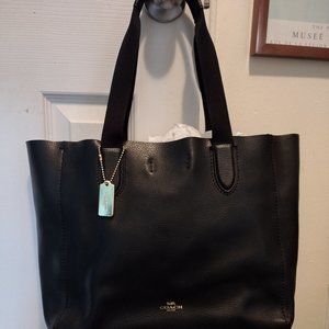 Black Leather Coach Tote